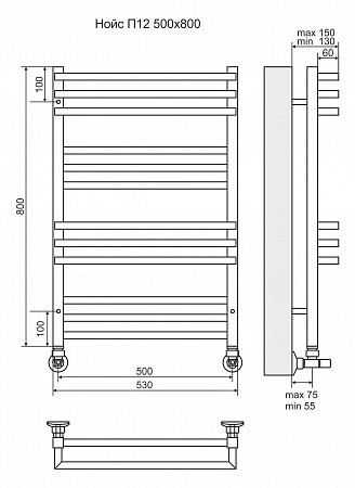 Нойс П12 500х800 Полотенцесушитель  TERMINUS Саранск - фото 3