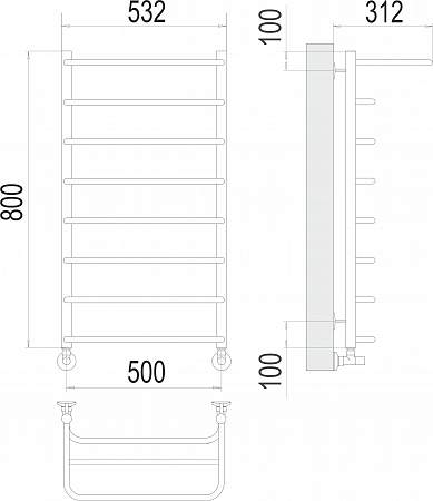 Полка П8 500х800  Полотенцесушитель  TERMINUS Саранск - фото 3