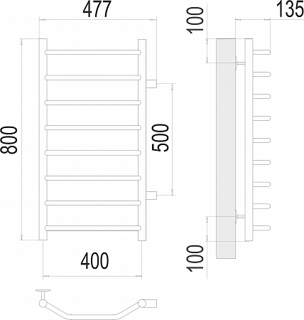 Виктория П8 400х800 бп500 Полотенцесушитель  TERMINUS Саранск - фото 3