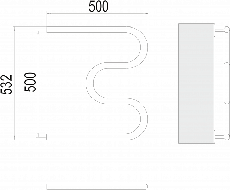 М-обр AISI 32х2 500х500 Полотенцесушитель  TERMINUS Саранск - фото 3