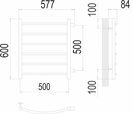 Классик П6 500х600 бп500 Полотенцесушитель  TERMINUS Саранск - фото 3