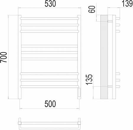 Соренто П9 500х700 электро (sensor quick touch) Полотенцесушитель  TERMINUS Саранск - фото 3