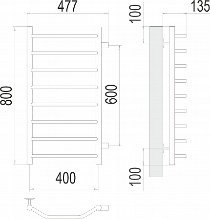 Виктория П8 400х800 бп600 Полотенцесушитель  TERMINUS Саранск - фото 3