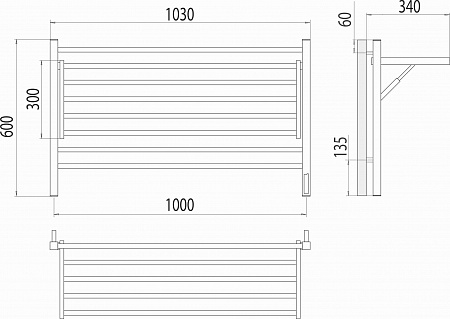 Горизонт П8 1000х600 электро КС ЧЕРНЫЙ МУАР (sensor quick touch) Полотенцесушитель TERMINUS Саранск - фото 5